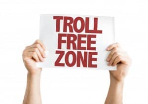 Troll Free Zone placard isolated on white